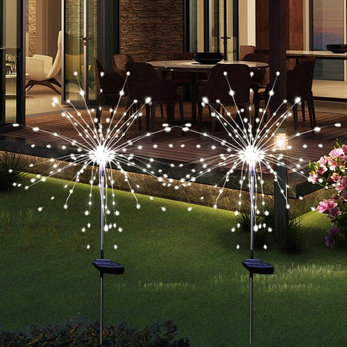 2 Pack - Solar Firework Outdoor Lights, 120 LED Waterproof Solar Garden Lights