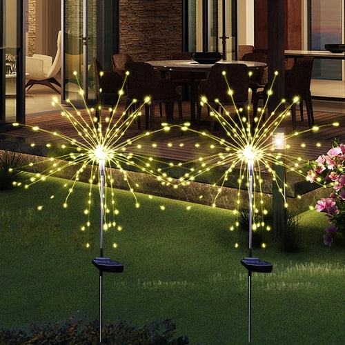2 Pack - Solar Firework Outdoor Lights, 120 LED Waterproof Solar Garden Lights