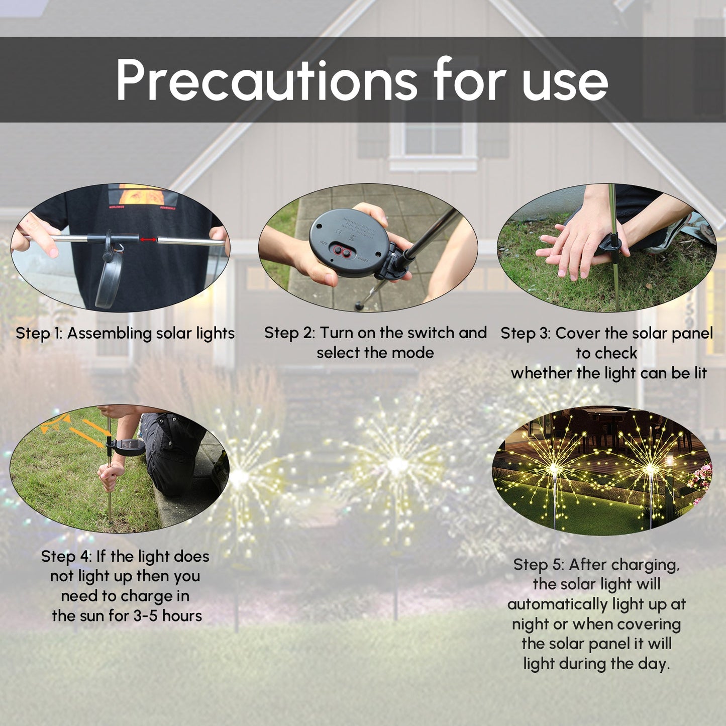 2 Pack - Solar Firework Outdoor Lights, 120 LED Waterproof Solar Garden Lights
