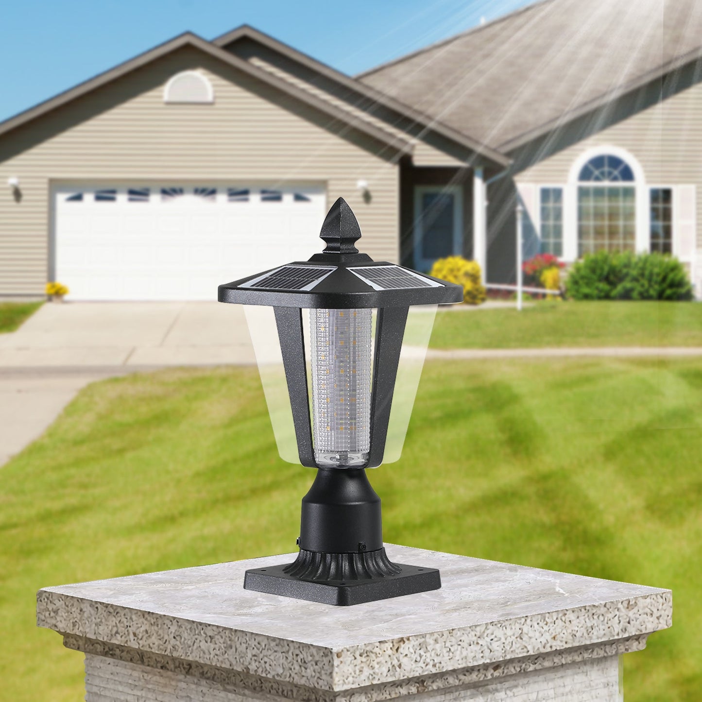 Solar Column Headlight With Dimmable LED 1 pack