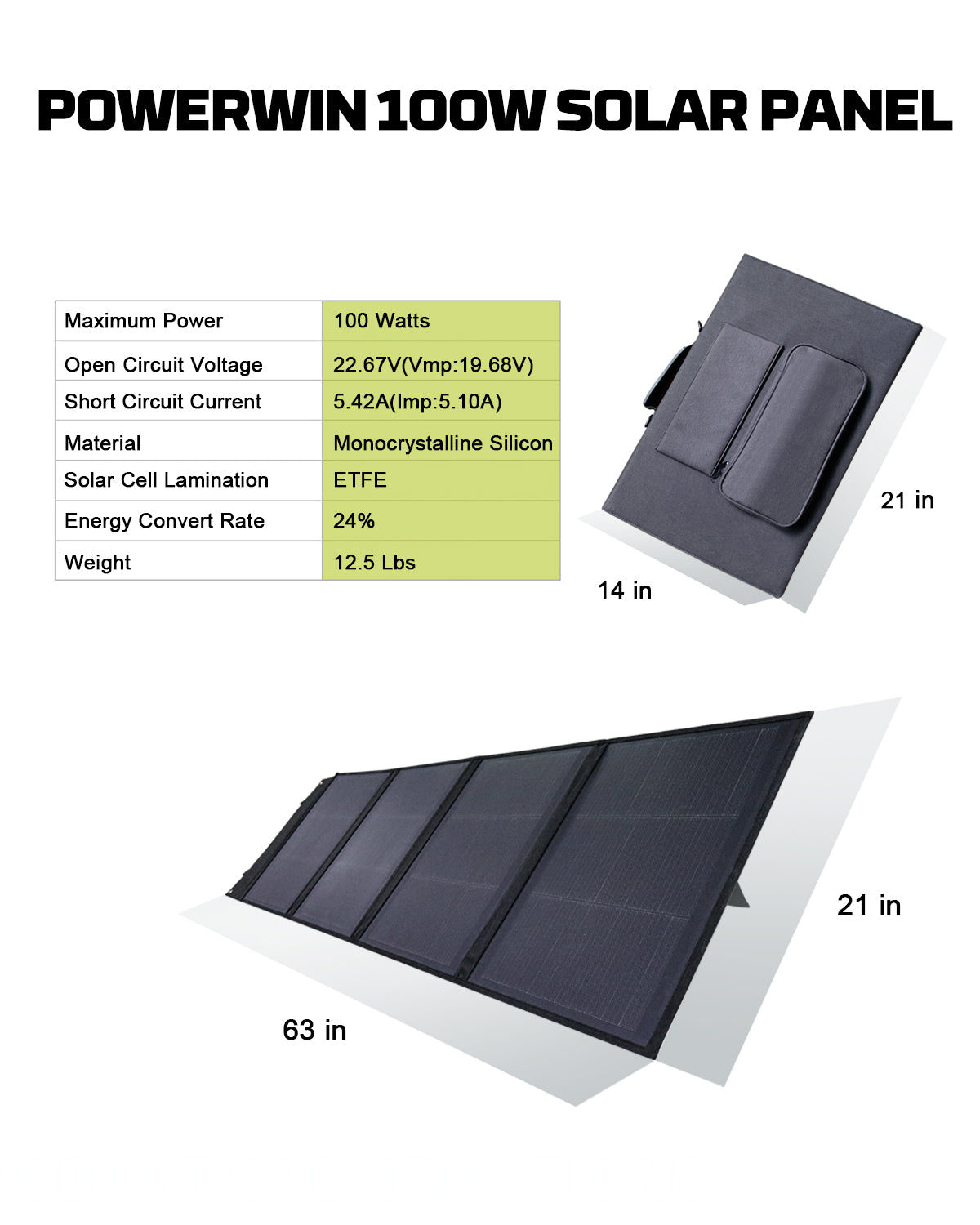 POWERWIN Foldable Solar Panel PWS100 2 Pack 200W